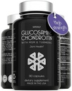 Glucosamin Chondroitin MSM mit Kurkuma - High Strength Joint Support Supplement für Erwachsene Männer und Frauen - 90 Kapseln - 1500mg Glucosamine Sulfat pro Servieren