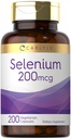 Carlyle Hefefreies Selen 200 mcg | 200 Kapseln | L-Selenomethionin Essential Mineral | Vegetarisches, nicht gentechnisch verändertes und glutenfreies Supplement