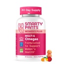 SmartyPants Women's Multivitamin Gummies, Omega 3 DHA/EPA, Methylfolat, CoQ10, Vitamin D3, C, B12, B6, A, K, Zink, Drei Obst-Flaschen, 90 Count (30 Tage Versorgung)