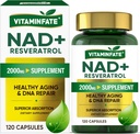 NAD+ Supplement 2000 mg - 120 Kapseln True NAD+ & Resveratrol, NMN Alternative unterstützt Anti-Aging, Cellular Energy & Repair, Metabolism & Brain Boost für Männer & Frauen