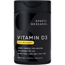 Sport Research® Vitamin D3 w/Coconut MCT Öl - Hohe Potenz Vitamin D3 5000iu (125mcg) Ergänzung für Immun- und Knochenunterstützung - Saatgutölfrei - Nicht-GMO - Glutenfrei (360 flüssige Weichgel)