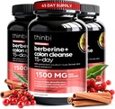 Colon Cleanse Berberine Supplement 1500mg - 3 Pack - 15-Tage Extrastärke für Männer und Frauen w/Senna Leaf, Fast-Acting Natural Laxative for Constipation Relief, Gut Health -Made in USA