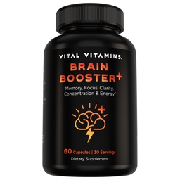 Vitale Vitamine Nootropic Brain Supplement Plus - für Gedächtnis, Fokus, Konzentration, Neuroenergie, Klarheit - mit Löwenmähnenpilzen - 60 Kapseln