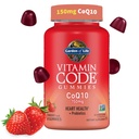 Garten des Lebens Vitamin Code CoQ10 Gummie 150 mg, Coenzym Q10 für Herzgesundheit, Energieproduktion & Gesunde Alterung + Präbiotika & Probiotika für Verdauung, Non-GMO, Glutenfrei, 60 Erdbeer-Gummien