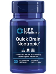 Lebensverlängerung Quick Brain Nootropic, Fast Thinking, Learning, Concentration, Lutein, Zeaxanthin, Gotu Kola, Bacopa, Glutenfrei, Nicht-GVO, Vegetarier, 1 Täglich, 30 Kapseln