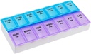 EZY DOSE Weekly (7-Day) AM/PM Daily Pill Case, Medicine Planner, Vitamim, Fish Oil, Supplements Organizer Container, große Komponenten, 2 mal am Tag, blau und lila Lids, BPA kostenlos