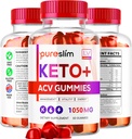 3 Pack - PureSlim KetoACV Gummies 1050MG, Supplement Advanced Formula, 180 Gummi für 3 Monate