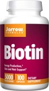 Jarrow Formulas Biotin 5000 mcg - 100 Veggie Caps, Pack of 2 - Unterstützt Haut- & Haarwachstum, Lipid Metabolism & Energy Production (ATP) - 200 Gesamt Servietten