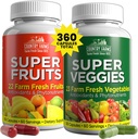 Country Farms Obst und Gemüse Beilage, 180 Obst und 180 Veggie Kapseln, Grüne und Rote mit Superfood, leistungsfähige Antioxidantien, 60 Servierungen