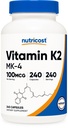 Nutricost Vitamin K2 (MK4) 240 Kapseln (100mcg) - Glutenfrei und nicht-GMO