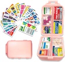 Organizzatore di pillole con etichette di medicina 146 Etichette viaggio ogni giorno Pill Container Mini organizzatore di pillole di immagazzinamento dell'organizzatore di viaggio Essentials Pill Case 7 giorno (Pink, 1 pacchetto(Large))