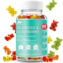 BIO VITALICA Sea Moss Gummis Elderberry BioVitalica - Vitamin C D + Zink - Irish Seamoss Vegan Gummy mit Sea Moss Gel & Pulver für Immunität, Detox - für Erwachsene und Kinder