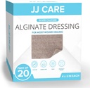 JJ CARE Silber Kalzium Alginat Wound Dressing (Pack von 20) 4x5, Silber Alginat Wound Dressing Individuell verpackt, Highly Absorbent Non-Adherent Bandages für Wound Care
