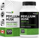 Renew Actives Psyllium Husk 1200MG pro 2 Kapseln – Bulk-Forming Laxative & Soluble Fiber for Digestive Health, Regularity & Adult Wellness – Pure Ingredients – Made in Canada – 120 Kapseln
