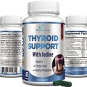 Schilddrüsen-Unterstützung mit Jod - Metabolismus-Booster, Energie-Booster, Fokus erhöhen - Premium Non-GMO Schilddrüsen-Ergänzung 60 Kapseln
