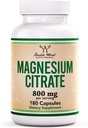 Magnesium Citrate 800mg, 180 Kapseln, Verdauungs- und Verstopfungsunterstützung, Vegan Safe, Non-GMO, Double Wood Supplements