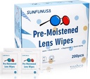 200 Contare lente Wipes di pulizia-Pre-Moistened Individualmente Avvolto Occhiali Wipes Optical Screen Cleaner Streak Free Fast Drying