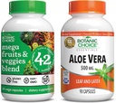 Botanische Wahl Mega Fruits and Veggies Blend (60 Kapseln) + Aloe Vera (90 Kapseln) Bundle - Energy Balance & Superfood Supplement + Verdauungshilfe