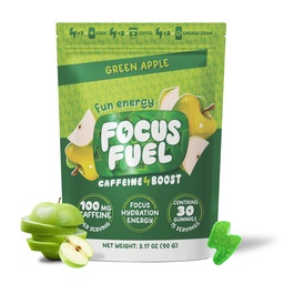 FocusFuel Energy Chews – Green Apple Flavor (15 Servierungen) – 100mg Koffein + B12, Magnesium, Alpha GPC – Boost Focus & Energy – No Crash oder Jitters