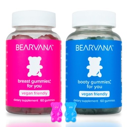 BEARVANA Top & Peach Support Combo Pack Gummi für Damen | 9 Kräuterextrakte einschließlich Fenugreek, Maca & Fennel | Essential Vitamins | Berry Flavor | 2-Pack (120 Gummi)