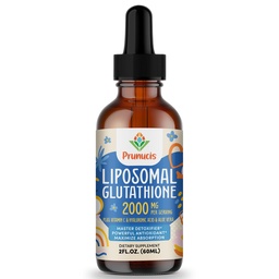 Prunucis 2000MG Glutathione Liquido Liposomico, Assorbimento del 98%, Integratore L-Glutathione Active Form, Vegan Friendly, Potente Complesso Antiossidante per Sistema Immune, Difesa Aging, Detox, 2 FL.OZ