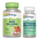 SOLARAY Irish Sea Moss 500mg und Nattokinase Serrapeptase Supplement - Wellness Bundle mit natürlich säubernden Vitaminen, Mineralien - Gut Health, Sinus, Herzgesundheitsunterstützung, 60-Tage-Garantie, 100/30ct