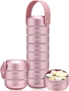 Zannaki Metall Wöchentliche Pille Organizer, große Reise Pille Box 7 Tage, Wasserdichte tägliche Pille Case mit Silikon Griff, Aluminiumlegierung tragbare Pillenhalter Container für Vitamin, Medizin, Beilage,Pills