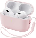 ORNARTO Kompatibel mit AirPods Pro 2 Case 2022, Full Protective Hybrid Silikon für AirPods Pro 2. Generation Case, Front LED Visible Skin Cover-Pink