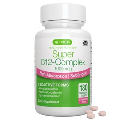 Igennus Sublingual Vitamin B12 Complex 1000mcg, Methylcobalamin metilato, Adenosylcobalamin & Hydroxocobalamin, Alto assorbimento & Clean, 180 Serve, Senza zucchero & Vegan