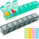 Große Wöchentliche Pille Organizer 7 Tage, 2 Pack Travel Daily Pill Box Container mit Label, BPA-freie Vitamin Dispenser XL Pill Cases Organizer, AM PM Medizin Halter für Fischöl Ergänzungen