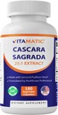 Vitamatic Cascara Sagrada Hergestellt mit Senna & Psyllium Husk - 180 Veg Kapseln - Konzentrierte 25X Potenz - All Natural - Non-GMO