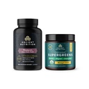 Multivitamine de nutrition ancienne pour les femmes, une fois par jour, 30 comtes + poudre de supergreen biologique, mangue, 12 portions