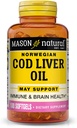 MASON NATURAL Cod Liver Oil Plus Vitamin A & D3 - Gesunde Herz- und Hirnfunktion, verbesserte Immunität, unterstützt Gesamtgesundheit, 100 Softgels