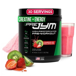 JYM Supplement Science Pre JYM Strawberry Kiwi Pre Workout Pulver - BCAAs, Nootropika, Kreatin HCI, Citrullin, Beta-Alanin, Betain, Taurin, Huperzin 30 Portionen