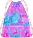 Zaino con coulisse PASHOP per bambini, Ragazze Mesh Beach Bag per il nuoto, Borse con coulisse da palestra di grandi dimensioni per ragazze (Unicorn)