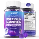 Kalium Magnesium Gummi - Kaliumergänzungsmittel w/Ashwagandha 200mg, Magnesium Glycinat,B6,B12,P-otassium Citrat für Leg Cramps,Muscle,Electroyte für Erwachsene Kinder,Sugar-Free,1Pack