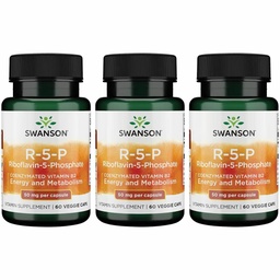 Swanson R-5-P (Riboflavin-5-Phosphate) - Vitamin B2 Supplement Förderung von Energie, Metabolismus & Vision Gesundheit - Natural Wellness Formula - (60 Kapseln) (3 Packung)
