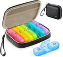 AUVON Weekly Pill Organizer 3 Mal am Tag, große Pille Box 7 Tag mit einer PU Ledertasche, Protabel Travel Pill Case Medication Reminder, Tägliche Pille Box 3 Mal am Tag für Vitamine, Fischöle, Ergänzungen
