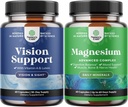 Bundle der vollständigen Eye Health Supplement für Erwachsene für Vision Dry Eyes Druck und blauen Lichtschutz und hohe Absorption Magnesium Complex Supplement für Schlafstörungen Verdauung und Stimmungsunterstützung