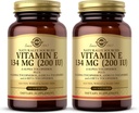 SOLGAR Vitamine E 200 UI - 100 softgels, pack de 2 - Antioxydant naturel, système immunitaire - sans gluten, sans lait - 200 portions totales