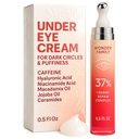 Caffeina sotto la crema per gli occhi per il puffiness e le borse sotto gli occhi - Rullo per gli occhi di Puffy e cerchi scuri sotto il trattamento degli occhi per le donne, gli uomini - acido ialuronico e siero di niacinamide - Riduttore di puffie viso
