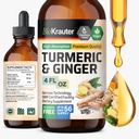 BIO KRAUTER® Turmeric and Ginger Supplement - Pure Vegan Liquid Turmeric & Ginger Tincture mit Pfeffer 4 Fl.Oz 56 Liefertage - Curcumin Drops für Gelenkunterstützung, Antioxidans & Immununterstützung