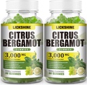 2 Pack 3000MG Zitrus Bergamotte - Citrus Bergamotte Extrakt Cholesterin-Ergänzung für Immununterstützung Anti-Aging, Hight Cholesterol Zuckerfreie Vegan Lime Flavor 120 Cts