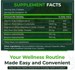 Natürliche Nutra 250 Count, Calcium Magnesium Zink-Ergänzung mit Vitamin D3 für Knochenstärke, Nerve-Gesundheit, hilft bessere Vibe, Glutenfrei und zuckerfrei, Essential Mineral Complex