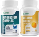 Magnesium Breakthrough Complex Supplement & Vitamin D3 K2 mit MCT Oil 60 Softgels | Knochen, Herz, Muskel und Nerven Systemunterstützung - Non-GMO