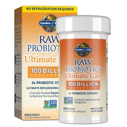 Garten des Lebens Raw Probiotics für Frauen und Männer mit Verdauungsenzymen, 100 Billion CFU, Klinisch untersuchte Strains, Regal stabil, 30 Kapseln