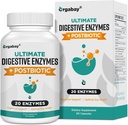 Orgabay Verdauungsenzyme 1000mg mit Postbiotika, 20 Enzymmischung für Bloating, Optimale Verdauung und Gut-Funktion, 60 Veggie Kapseln
