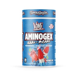 VMI Sports Aminogex Ultra | BCAA Powder | Aminosäuren + Betaine und Glutamin | Aminosäure nach Workout Recovery Drink | Intra Workout Drink mit Elektrolyten | (30 Portionen) (Patriot Pop)