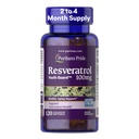 Puritan's Pride Premium Resveratrol Youth GuardTM 100mg, Nahrungsergänzung für Immunsystem, Antioxidans, Zuckermetabolismus, Blutfluss und Vascular Function Support, 120 Rapid Release Softgels