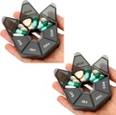 Pill Organizer, 2 Pack Pille Box, Kleine Pillen Fall, Medizin Container 1 Mal am Tag, Wöchentliche Medizin Organizer, Pillen Cases, Medizin Halter, Täglich Organizer Reisen 7 Tage (Schwarz)
